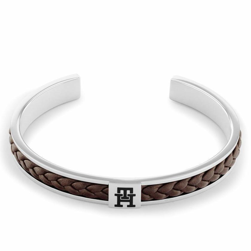 Bangles | Mens Metal Meet Braids Brown Leather Bangle Bangles Bangles