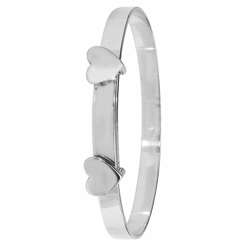 Bangles | Silver Babies Double Heart Expandable Bangle Bangles Bangles