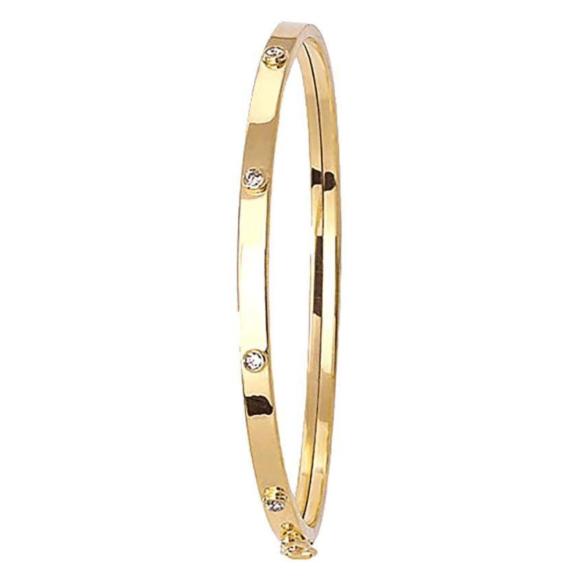 Bangles | Womens 9ct Yellow Gold Cubic Zirconia Babies Bangle 9ct Yellow Gold Bangles