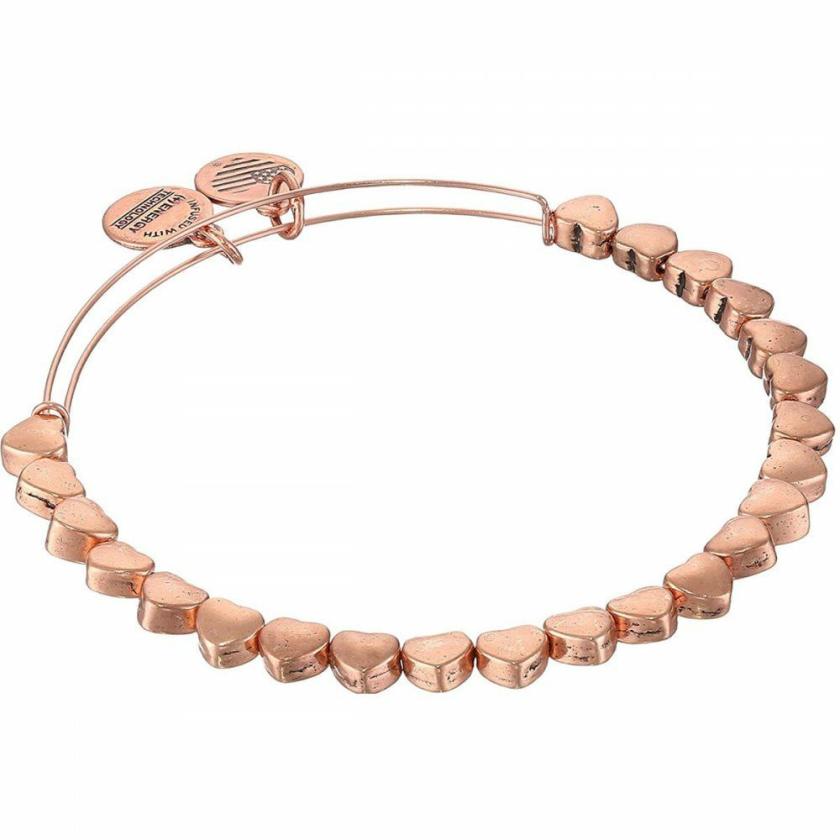 Bangles | Womens Beaded Hearts Rose Gold Plated Charm Bangle Bangles Bangles