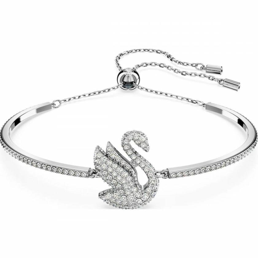 Bangles | Womens Iconic Rhodium Plated Stone Set Swan Bangle Bangles Bangles