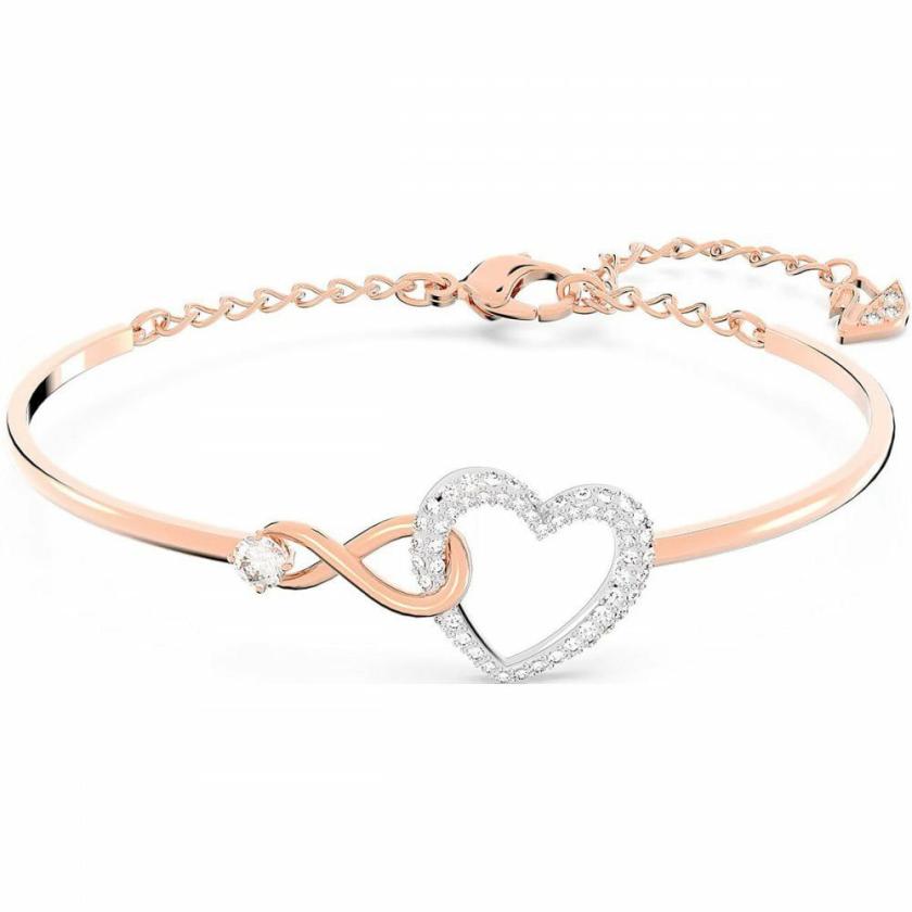 Bangles | Womens Infinity & Heart Interlocking Rose Gold Toned Bangle Bracelet Bangles Bangles