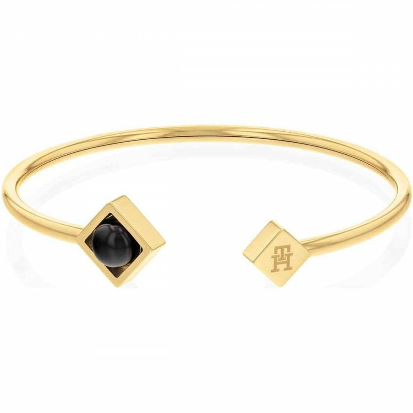 Bangles | Womens Ladies Framed Stoned Family Gold Plated Onyx Orb Bangle Bangles Bangles