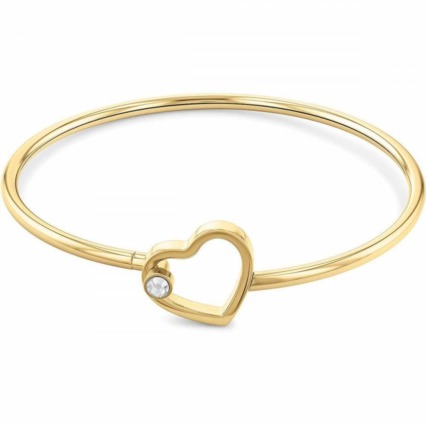 Bangles | Womens Ladies Minimal Hearts Gold Plated Stone Set Bangle Bangles Bangles