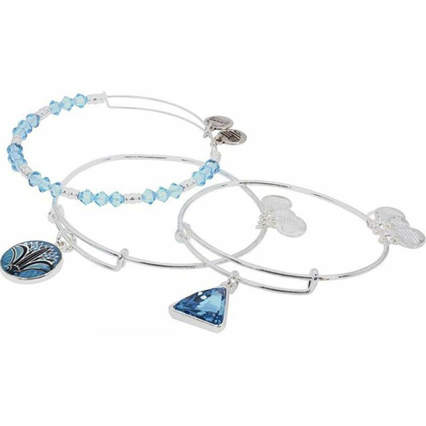 Bangles | Womens Lotus Blue Set Of Three Stone Set Charm Bangles Bangles Bangles