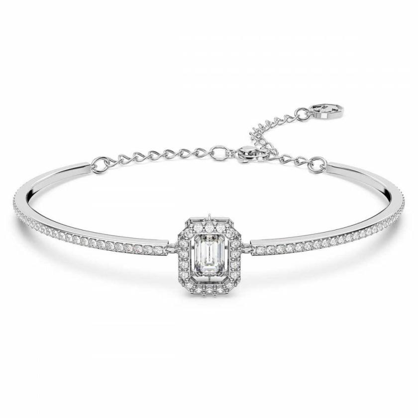 Bangles | Womens Millenia Octagon Cut Rhodium Plated Stone Set Bangle Bracelet Bangles Bangles