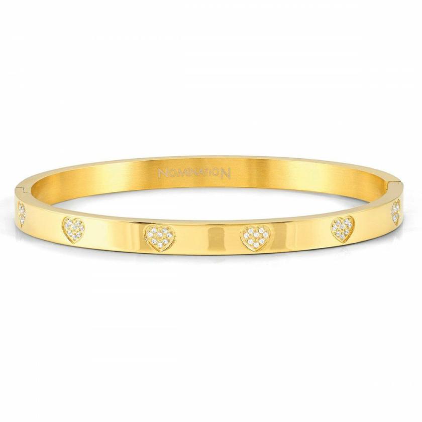 Bangles | Womens PRETTY Gold Coloured Rigid Steel Bangle with Hearts Bangles Bangles