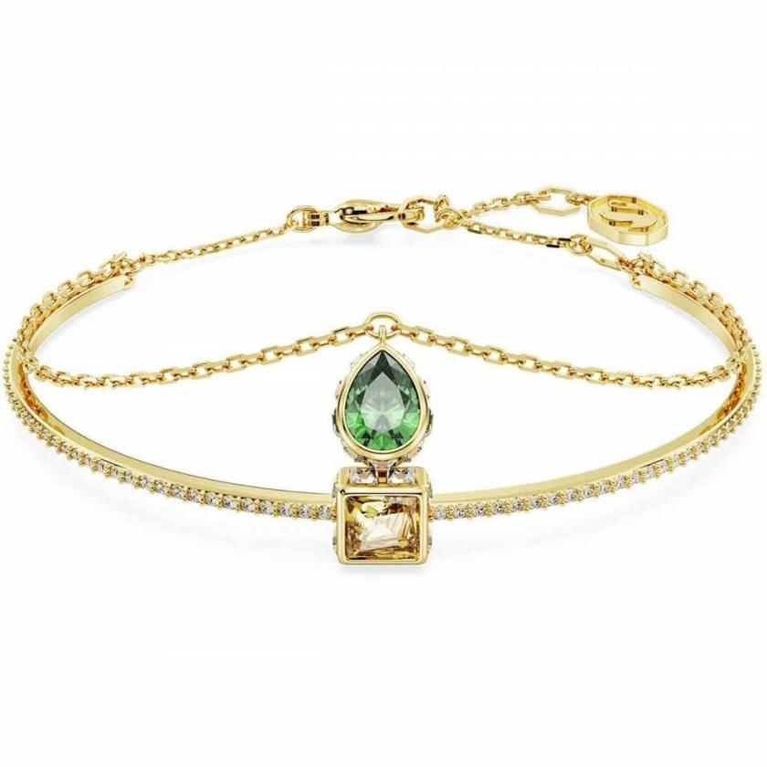 Bangles | Womens Stilla Mixed Cut Gold Toned Green Stone Set Bangle Bracelet Bangles Bangles