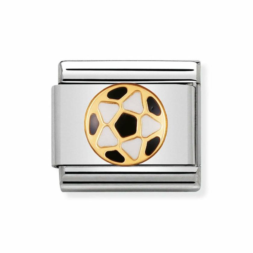 Beads & Charms | Womens CLASSIC Gold Black & White Football Charm 18ct Yellow Gold Beads & Charms