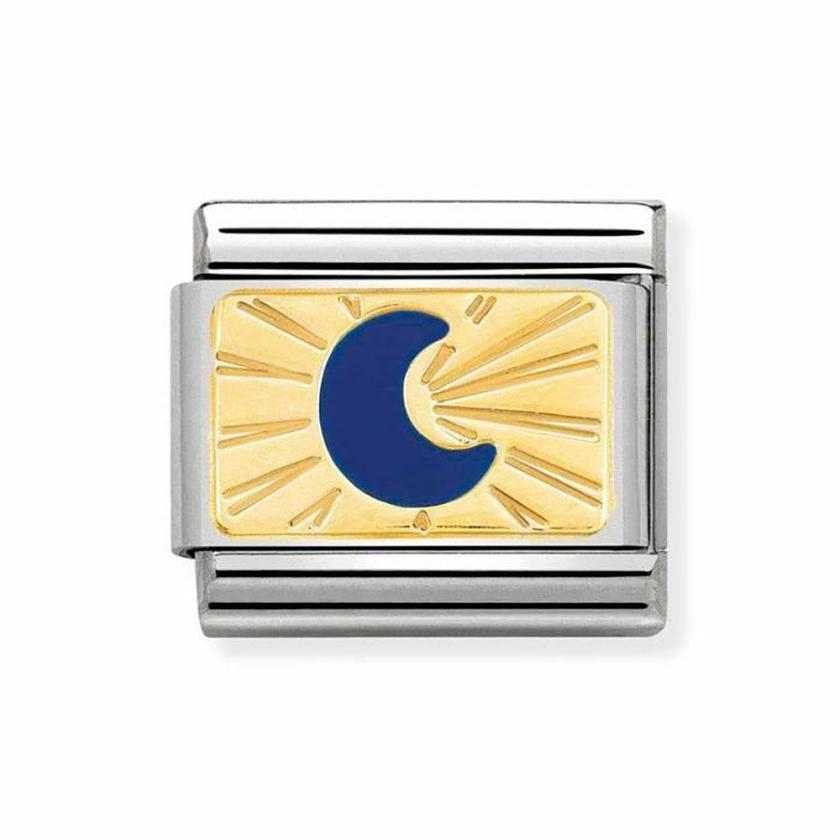 Beads & Charms | Womens CLASSIC Gold Blue Enamel Moon Charm 18ct Yellow Gold Beads & Charms