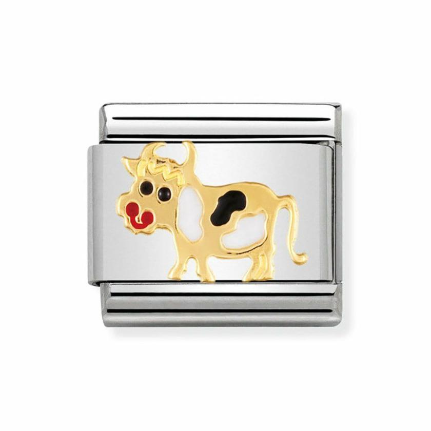 Beads & Charms | Womens CLASSIC Gold & Enamel Cow Charm 18ct Yellow Gold Beads & Charms