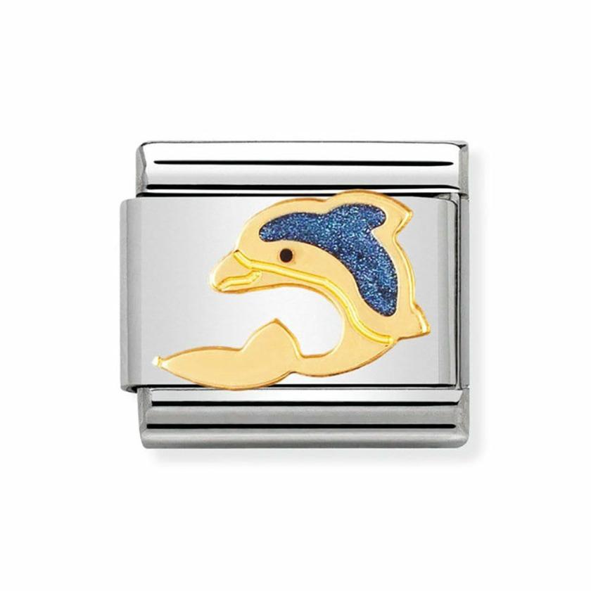 Beads & Charms | Womens CLASSIC Gold & Enamel Dolphin Charm 18ct Yellow Gold Beads & Charms