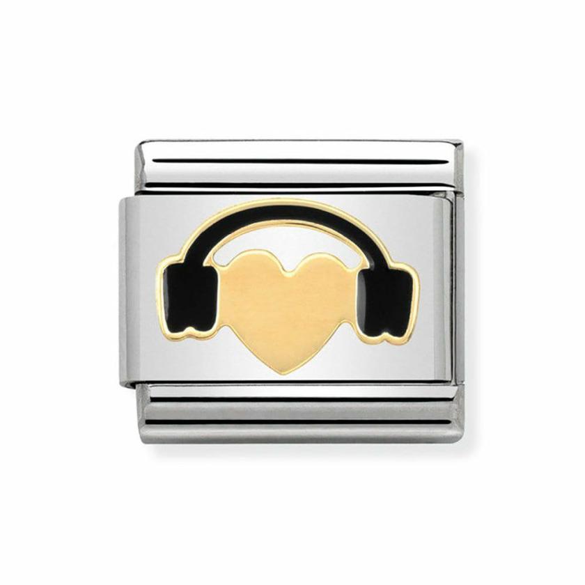 Beads & Charms | Womens CLASSIC Gold Heart with Headphones 18ct Yellow Gold Beads & Charms