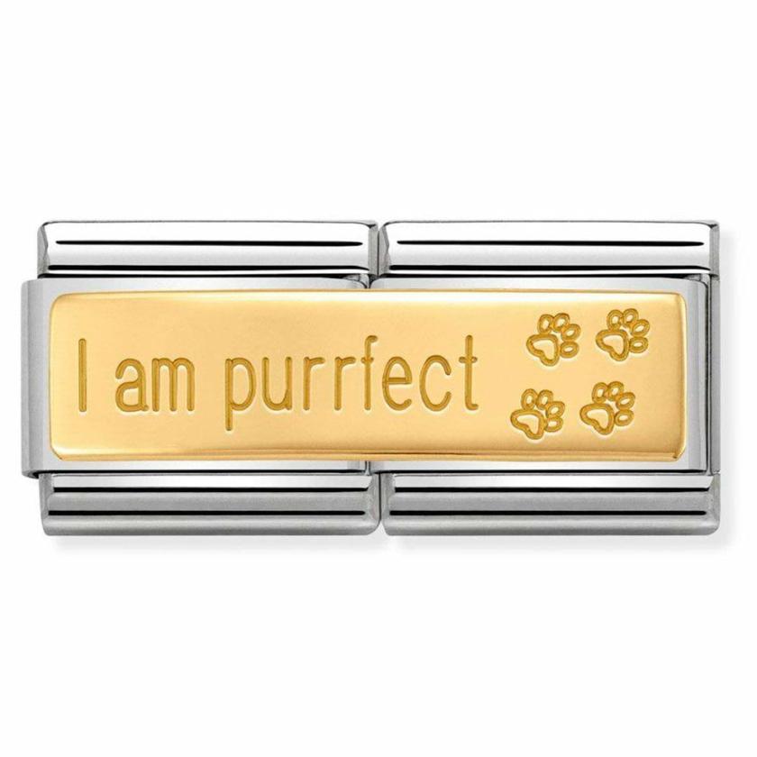 Beads & Charms | Womens CLASSIC Gold ‘I AM PURRFECT’ Double Charm 18ct Yellow Gold Beads & Charms