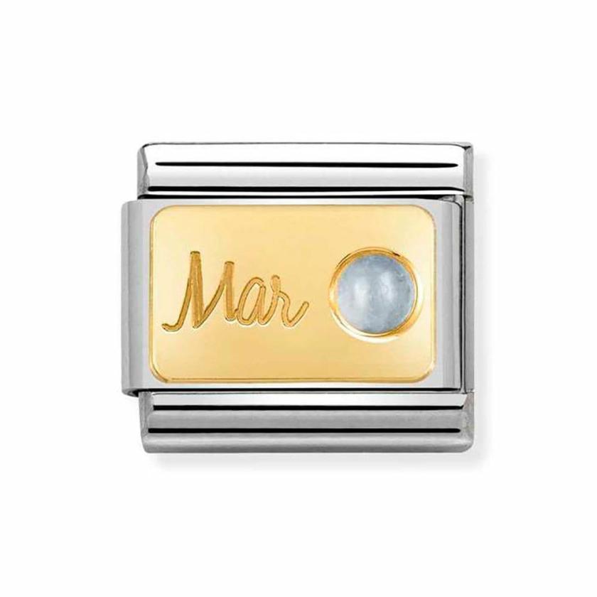 Beads & Charms | Womens CLASSIC Gold March Birthstone Charm (Aquamarine) 18ct Yellow Gold Beads & Charms