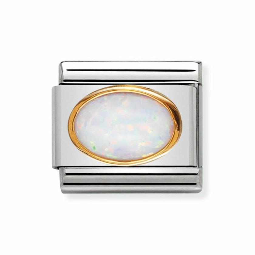 Beads & Charms | Womens CLASSIC Gold Oval White Opal Charm 18ct Yellow Gold Beads & Charms