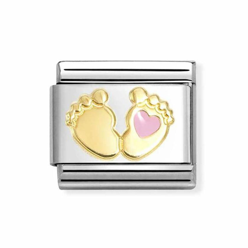 Beads & Charms | Womens CLASSIC Gold Pink Baby Feet Charm 18ct Yellow Gold Beads & Charms