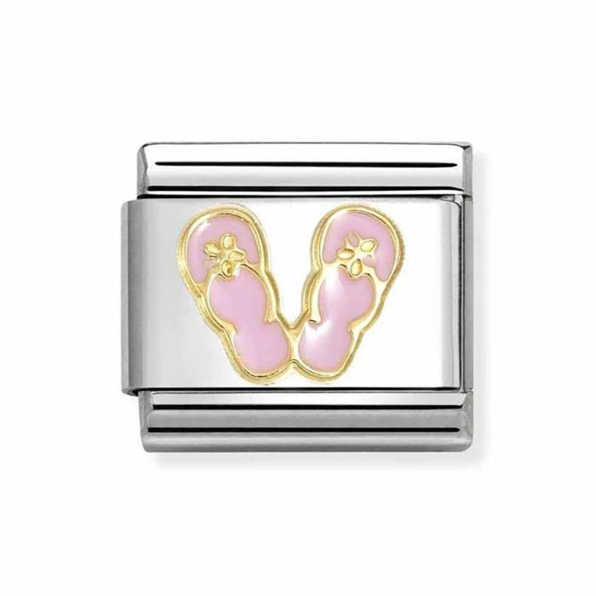 Beads & Charms | Womens CLASSIC Gold Pink Flip-Flops Charm 18ct Yellow Gold Beads & Charms