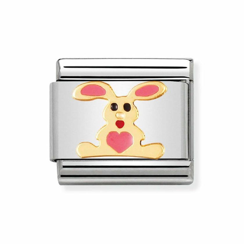 Beads & Charms | Womens CLASSIC Gold Pink Rabbit Charm 18ct Yellow Gold Beads & Charms