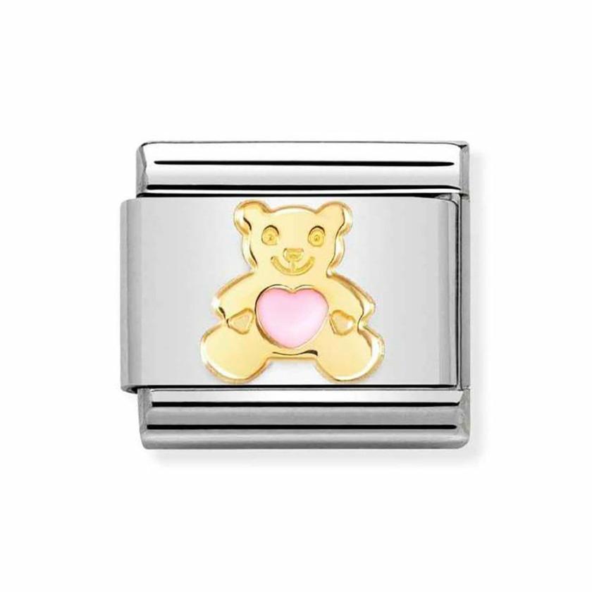 Beads & Charms | Womens CLASSIC Gold Pink Teddy Bear Charm 18ct Yellow Gold Beads & Charms