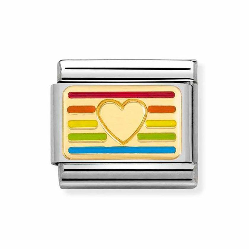 Beads & Charms | Womens CLASSIC Gold Rainbow Flag Heart Charm 18ct Yellow Gold Beads & Charms