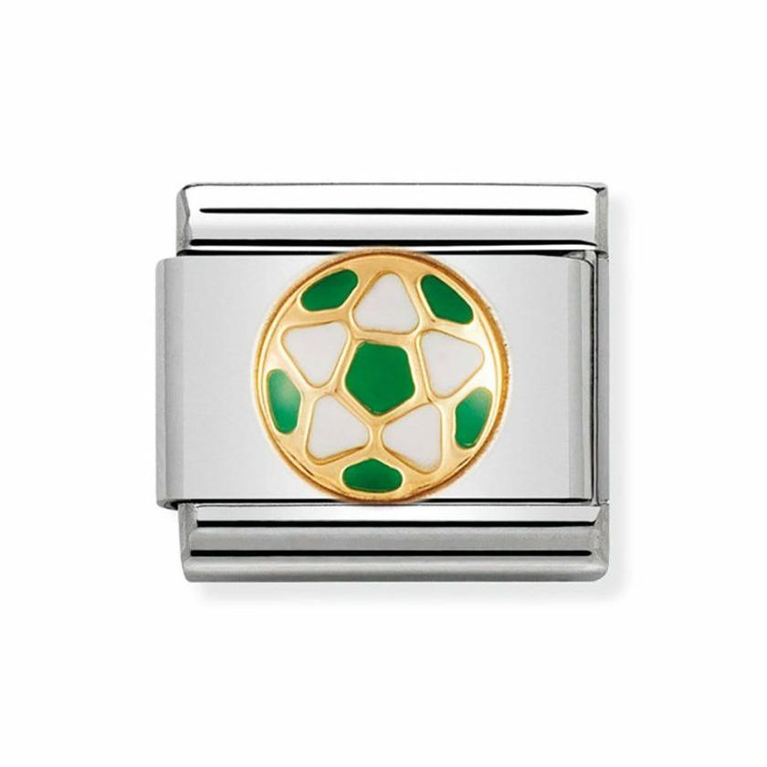 Beads & Charms | Womens CLASSIC Gold White & Green Football Charm 18ct Yellow Gold Beads & Charms