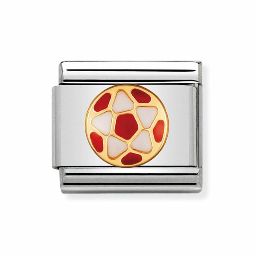 Beads & Charms | Womens CLASSIC Gold White & Red Football Charm 18ct Yellow Gold Beads & Charms