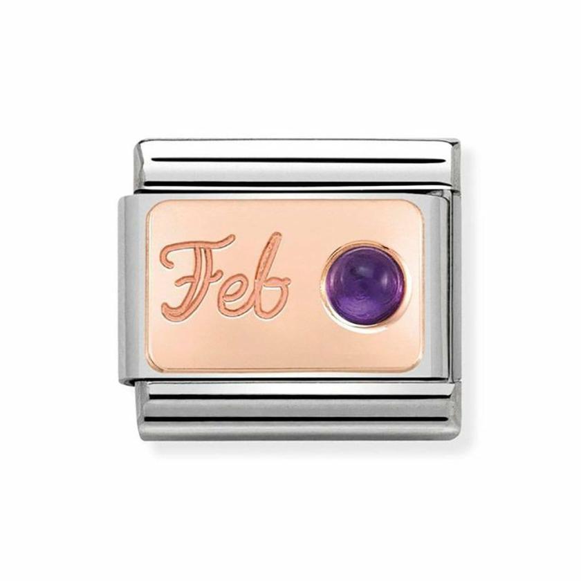 Beads & Charms | Womens CLASSIC Rose February Amethyst Charm 9ct Rose Gold Beads & Charms