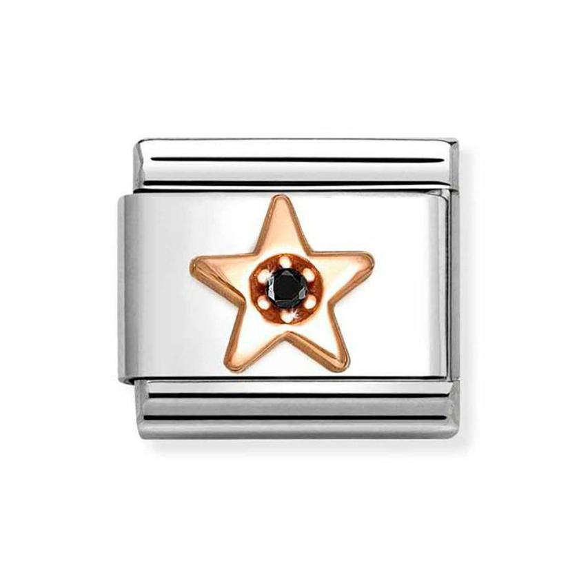 Beads & Charms | Womens CLASSIC Rose Gold Black Stone Star Charm 9ct Rose Gold Beads & Charms