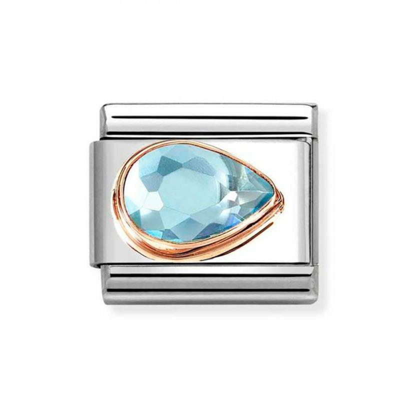 Beads & Charms | Womens CLASSIC Rose Gold Light Blue Stone Drop Right Charm 9ct Rose Gold Beads & Charms