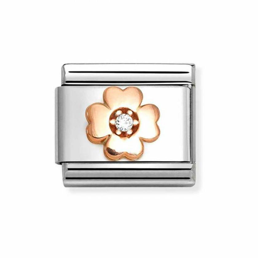 Beads & Charms | Womens CLASSIC Rose Gold Stone Clover Charm 9ct Rose Gold Beads & Charms