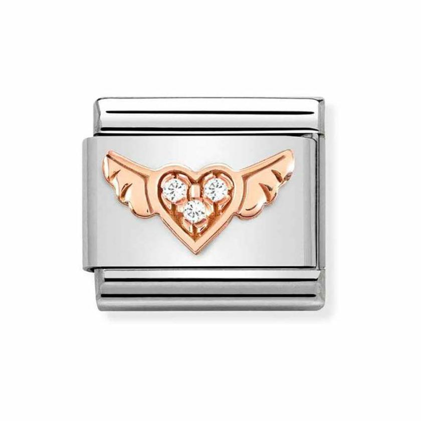 Beads & Charms | Womens CLASSIC Rose Heart with Wings Charm 9ct Rose Gold Beads & Charms