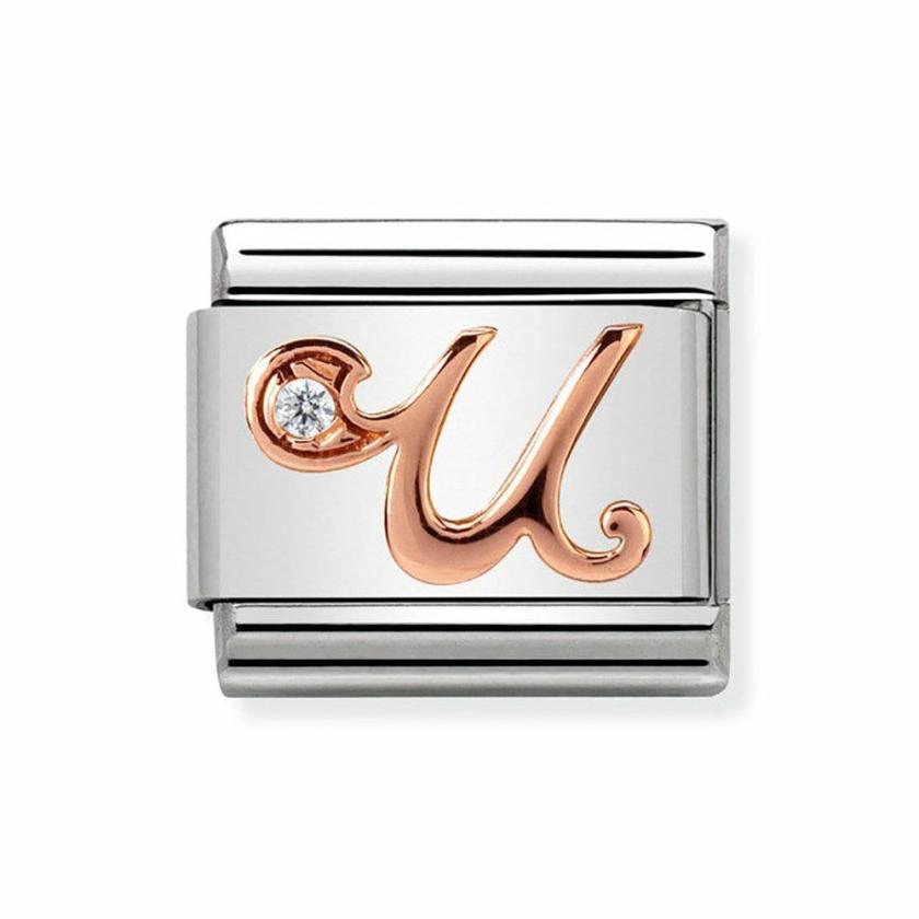 Beads & Charms | Womens CLASSIC Rose Letter ‘U’ Charm 9ct Rose Gold Beads & Charms