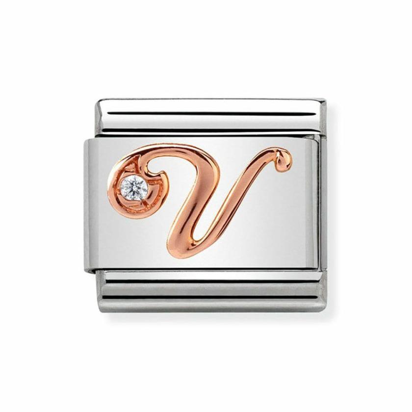 Beads & Charms | Womens CLASSIC Rose Letter ‘V’ Charm 9ct Rose Gold Beads & Charms