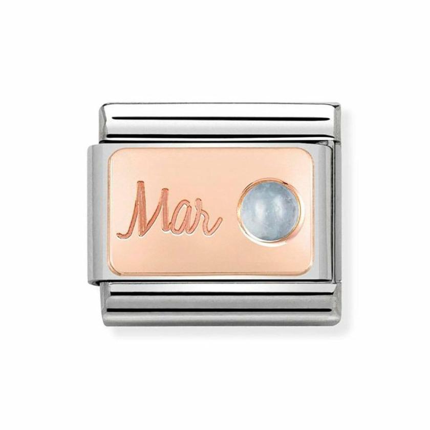 Beads & Charms | Womens CLASSIC Rose March Aquamarine Charm 9ct Rose Gold Beads & Charms