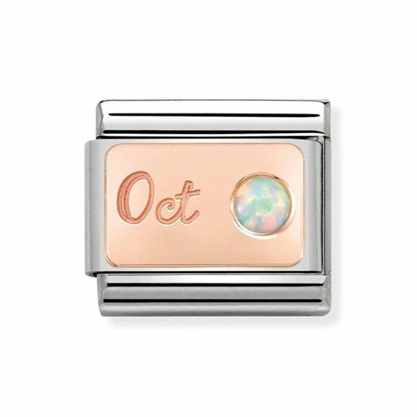 Beads & Charms | Womens CLASSIC Rose October White Opal Charm 9ct Rose Gold Beads & Charms