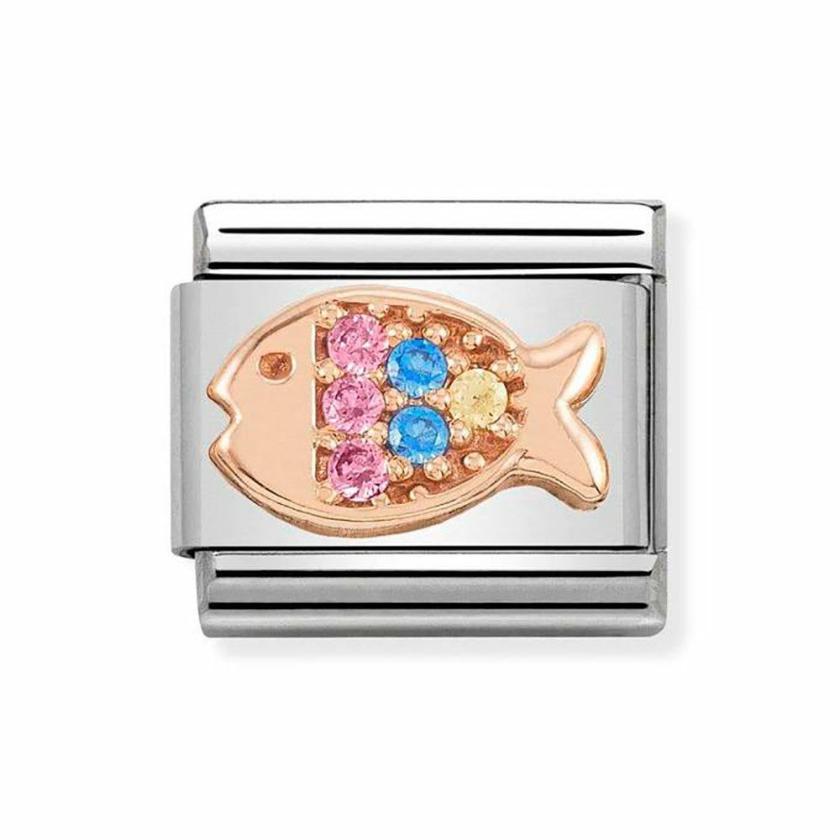 Beads & Charms | Womens CLASSIC Rose Stone Set Fish Charm 9ct Rose Gold Beads & Charms