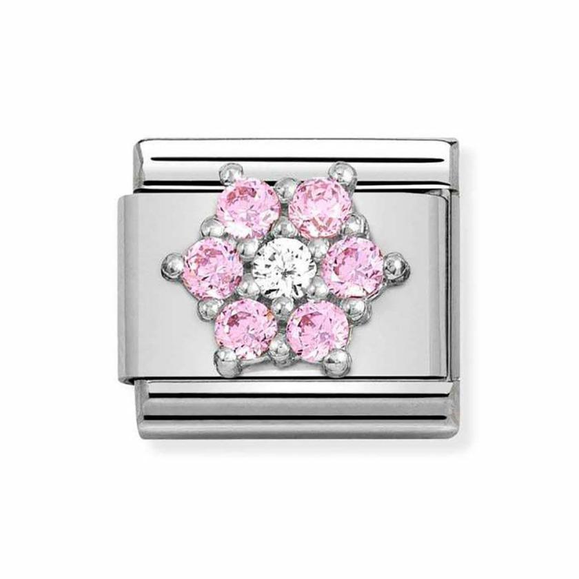 Beads & Charms | Womens CLASSIC Silvershine Sparkly Pink Flower Charm Beads & Charms Beads & Charms