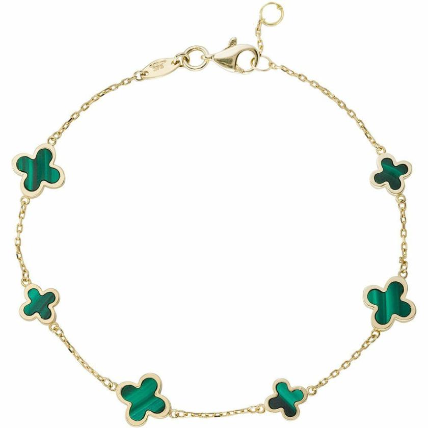 Bracelets | 9ct Yellow Gold Malachite 6 Flower Bracelet Bracelets Bracelets