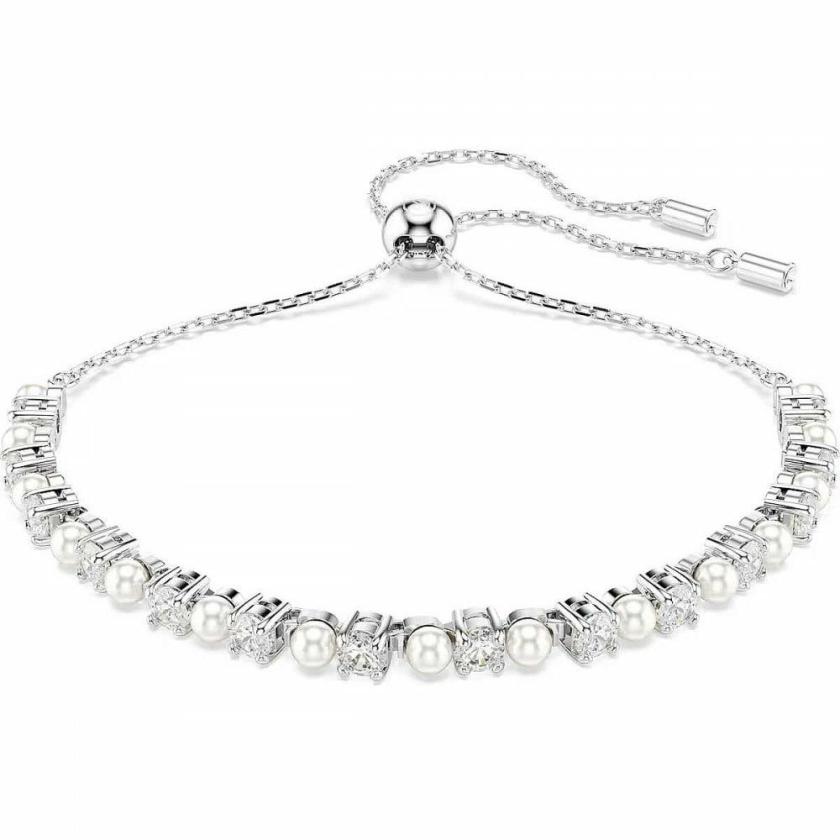 Bracelets | Matrix Crystal Pearl Round Cut Rhodium Plated Toggle Bracelet Bracelets Bracelets