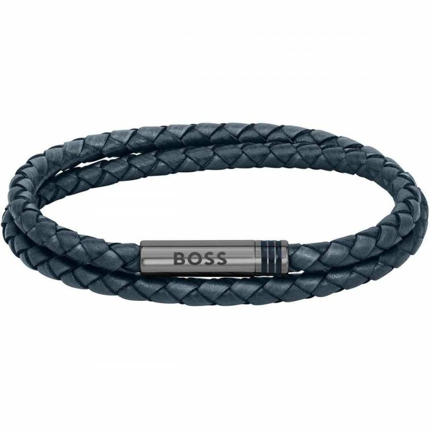 Bracelets | Mens Ares Navy Double Wrap Braided Leather Bracelet Bracelets Bracelets