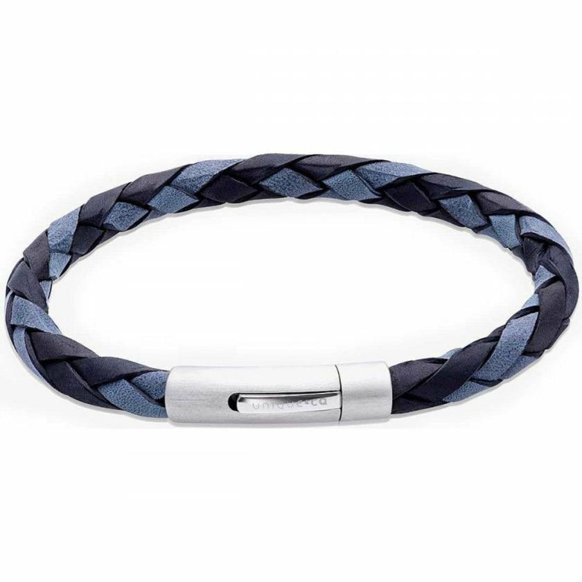 Bracelets | Mens Black & Blue Braided Leather Stainless Steel Clasp Bracelet Bracelets Bracelets