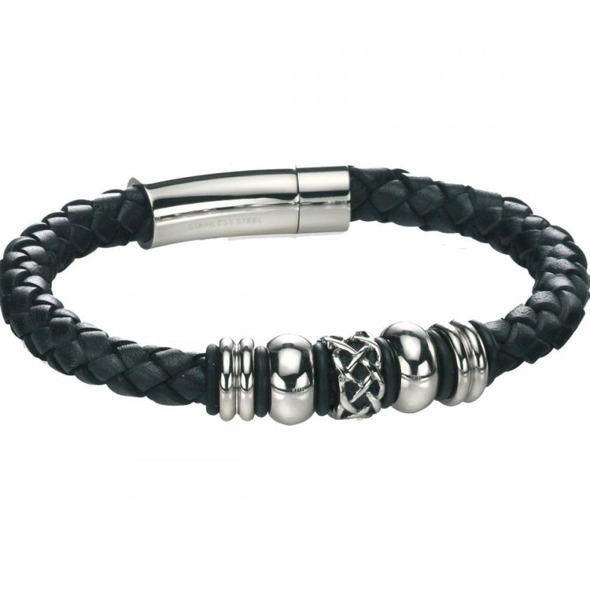 Bracelets | Mens Black Leather Celtic Detailed Bracelet Bracelets Bracelets