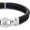 Bracelets | Mens Carabiner Black Leather Braided Bracelet Bracelets Bracelets