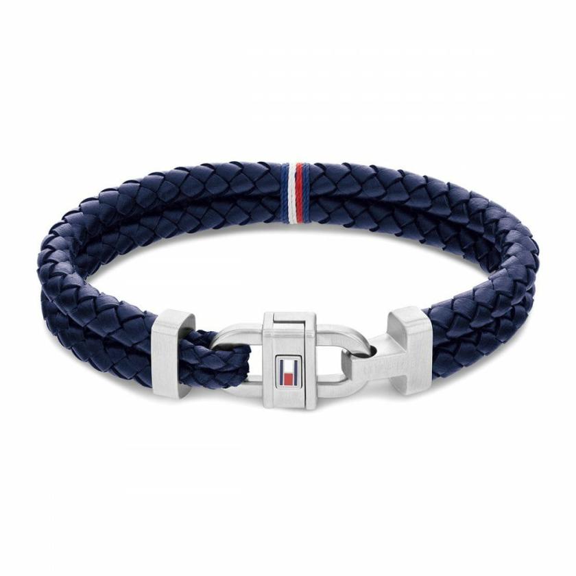 Bracelets | Mens Carabiner Navy Leather Braided Bracelet Bracelets Bracelets