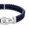 Bracelets | Mens Carabiner Navy Leather Braided Bracelet Bracelets Bracelets