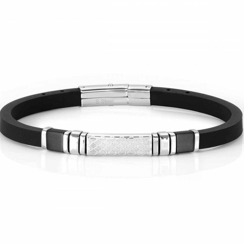 Bracelets | Mens CITY Elegance Gents Silver Rubber Bracelet Bracelets Bracelets