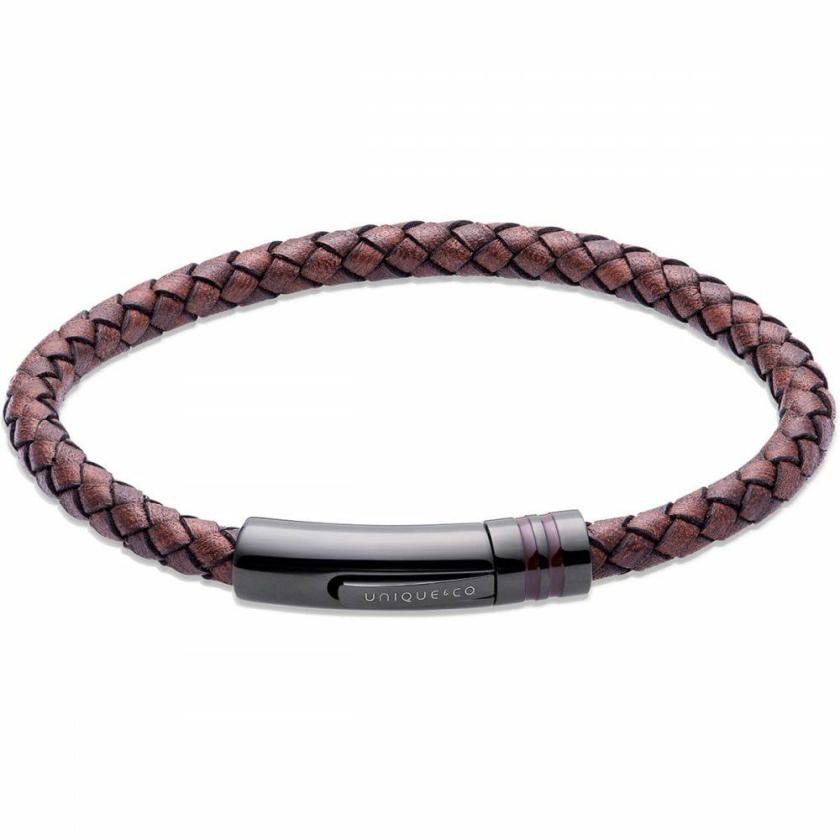 Bracelets | Mens Dark Brown Leather Black IP Plated Clasp Bracelet Bracelets Bracelets