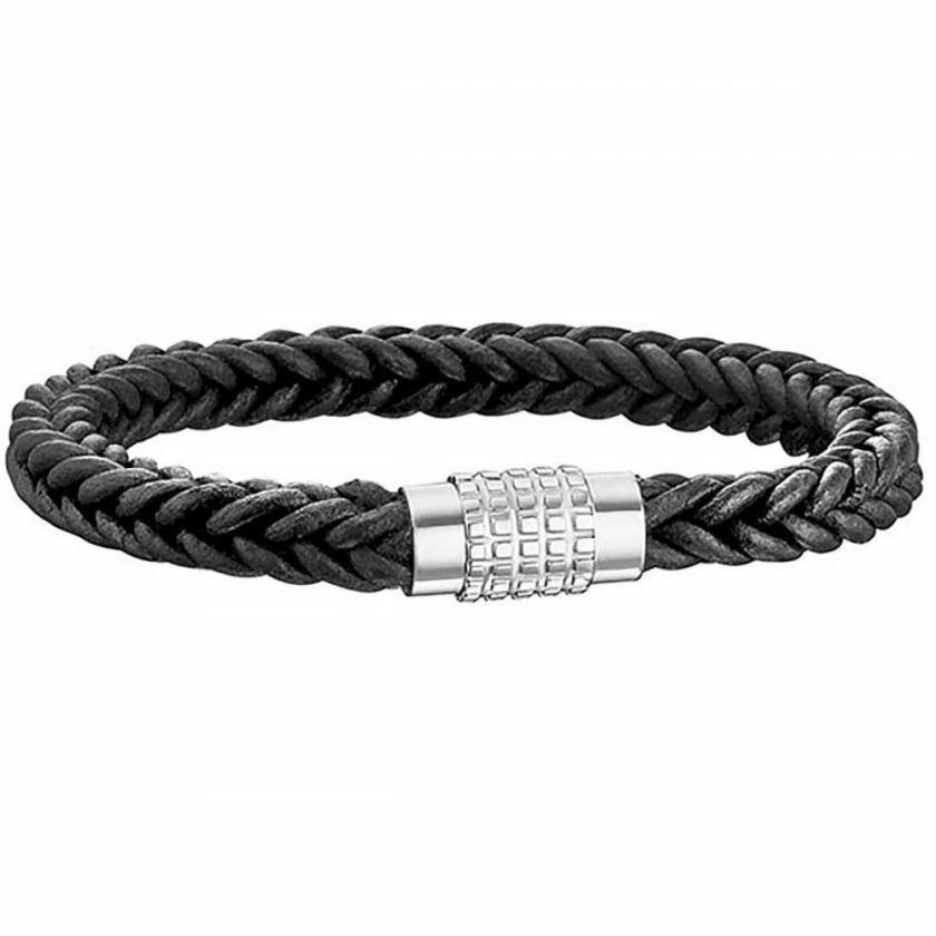 Bracelets | Mens Gents Cane Black Braided Stainless Steel Textured Clasp Bracelet Bracelets Bracelets