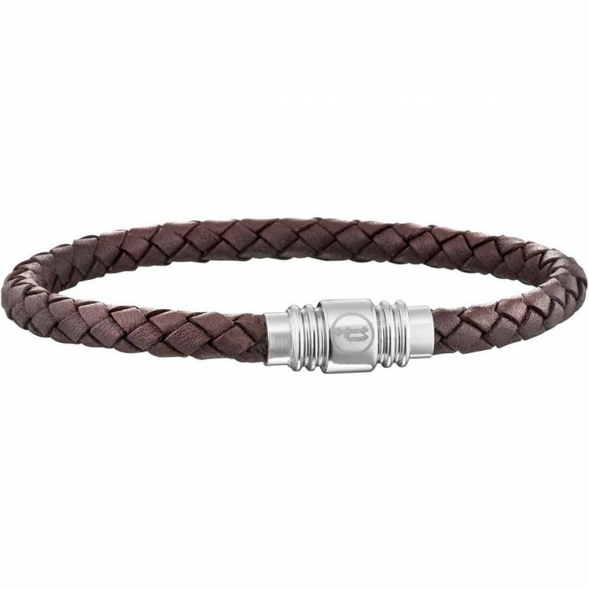 Bracelets | Mens Gents Stainless Steel Brown Leather Bracelet Bracelets Bracelets